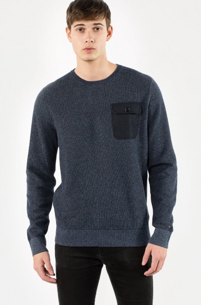Sveter - Tommy Hilfiger STRUCTURED HTR POCKET C-NK CF Sveter - Tommy Hilfiger STRUCTURED HTR POCKET C-NK CF