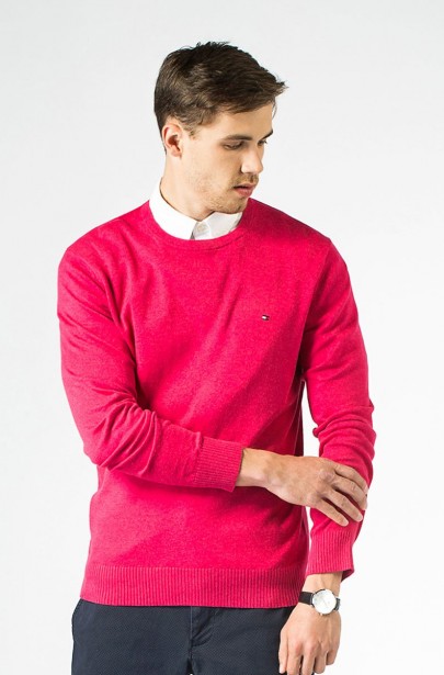 Sveter - TOMMY HILFIGER CTN LINEN HTR C-NK CF Sveter - TOMMY HILFIGER CTN LINEN HTR C-NK CF