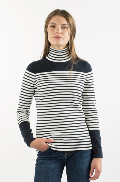 Sveter - TOMMY HILFIGER IVY STP ROLL-NK SWTR Sveter - TOMMY HILFIGER IVY STP ROLL-NK SWTR